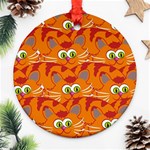 Animals Pet Cats Mammal Cartoon Ornament (Round) Front