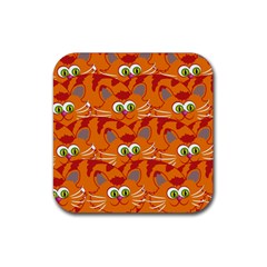 Animals Pet Cats Mammal Cartoon Rubber Coaster (square)  by BangZart