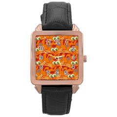 Animals Pet Cats Mammal Cartoon Rose Gold Leather Watch  by BangZart