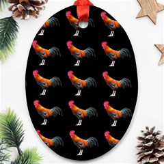 Background Pattern Chicken Fowl Oval Ornament (two Sides) by BangZart