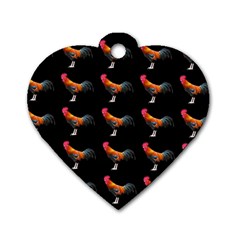 Background Pattern Chicken Fowl Dog Tag Heart (one Side)