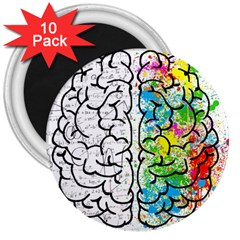 Brain Mind Psychology Idea Hearts 3  Magnets (10 Pack)  by BangZart