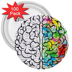 Brain Mind Psychology Idea Hearts 3  Buttons (100 Pack)  by BangZart