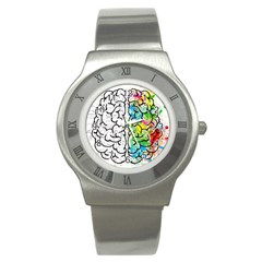 Brain Mind Psychology Idea Hearts Stainless Steel Watch by BangZart