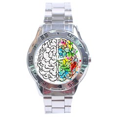 Brain Mind Psychology Idea Hearts Stainless Steel Analogue Watch by BangZart