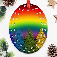 Christmas Colorful Rainbow Colors Oval Filigree Ornament (two Sides) by BangZart