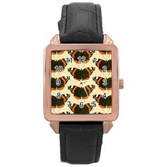 Butterfly Butterflies Insects Rose Gold Leather Watch 