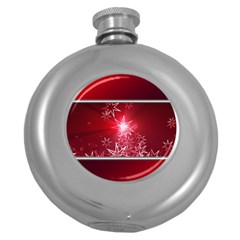 Christmas Candles Christmas Card Round Hip Flask (5 Oz) by BangZart