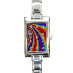 Abstract Pattern Lines Wave Rectangle Italian Charm Watch