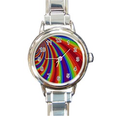 Abstract Pattern Lines Wave Round Italian Charm Watch by BangZart