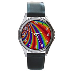 Abstract Pattern Lines Wave Round Metal Watch by BangZart