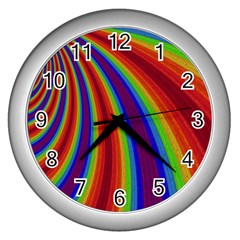 Abstract Pattern Lines Wave Wall Clocks (Silver) 