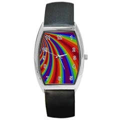 Abstract Pattern Lines Wave Barrel Style Metal Watch