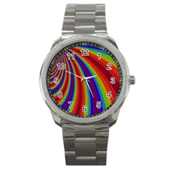 Abstract Pattern Lines Wave Sport Metal Watch