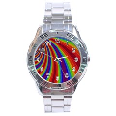 Abstract Pattern Lines Wave Stainless Steel Analogue Watch