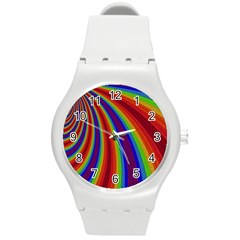 Abstract Pattern Lines Wave Round Plastic Sport Watch (M)