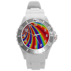 Abstract Pattern Lines Wave Round Plastic Sport Watch (L)