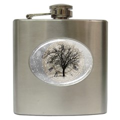 Snow Snowfall New Year S Day Hip Flask (6 Oz) by BangZart