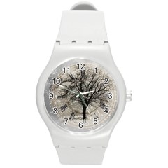 Snow Snowfall New Year S Day Round Plastic Sport Watch (m) by BangZart