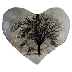 Snow Snowfall New Year S Day Large 19  Premium Heart Shape Cushions by BangZart