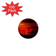 Tree Series Sun Orange Sunset 1  Mini Magnets (100 Pack)  by BangZart