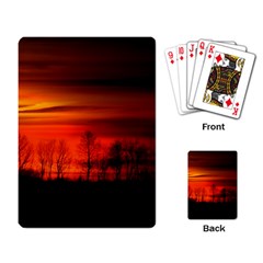 Tree Series Sun Orange Sunset Playing Card by BangZart