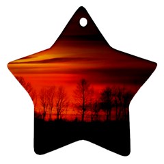 Tree Series Sun Orange Sunset Star Ornament (two Sides) by BangZart