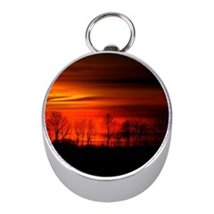 Tree Series Sun Orange Sunset Mini Silver Compasses by BangZart