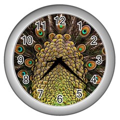 Peacock Feathers Wheel Plumage Wall Clocks (silver)  by BangZart