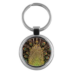 Peacock Feathers Wheel Plumage Key Chains (round)  by BangZart