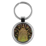 Peacock Feathers Wheel Plumage Key Chains (Round)  Front