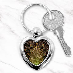 Peacock Feathers Wheel Plumage Key Chains (heart)  by BangZart