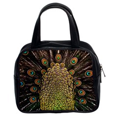 Peacock Feathers Wheel Plumage Classic Handbags (2 Sides) by BangZart