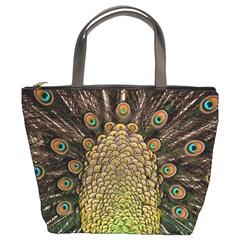 Peacock Feathers Wheel Plumage Bucket Bags by BangZart