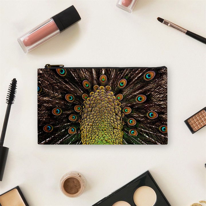 Peacock Feathers Wheel Plumage Cosmetic Bag (Small) 