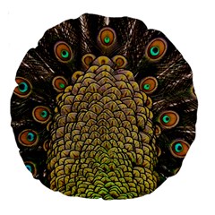 Peacock Feathers Wheel Plumage Large 18  Premium Round Cushions by BangZart