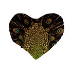 Peacock Feathers Wheel Plumage Standard 16  Premium Flano Heart Shape Cushions Back