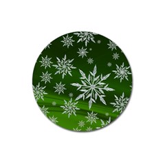 Christmas Star Ice Crystal Green Background Magnet 3  (round) by BangZart