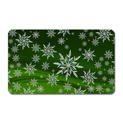 Christmas Star Ice Crystal Green Background Magnet (rectangular) by BangZart