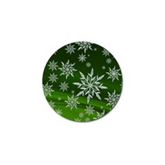 Christmas Star Ice Crystal Green Background Golf Ball Marker (10 Pack) by BangZart