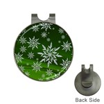 Christmas Star Ice Crystal Green Background Hat Clips with Golf Markers Front