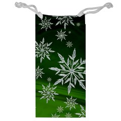 Christmas Star Ice Crystal Green Background Jewelry Bag by BangZart