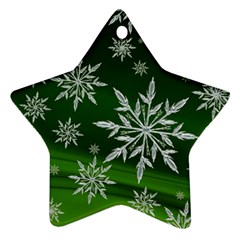 Christmas Star Ice Crystal Green Background Star Ornament (two Sides) by BangZart