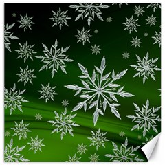 Christmas Star Ice Crystal Green Background Canvas 12  X 12   by BangZart