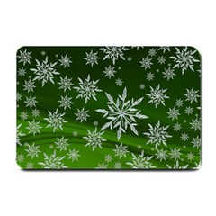 Christmas Star Ice Crystal Green Background Small Doormat  by BangZart