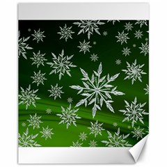 Christmas Star Ice Crystal Green Background Canvas 11  X 14   by BangZart