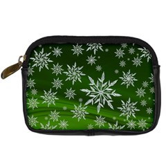 Christmas Star Ice Crystal Green Background Digital Camera Cases by BangZart