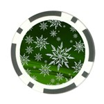 Christmas Star Ice Crystal Green Background Poker Chip Card Guard (10 pack) Front