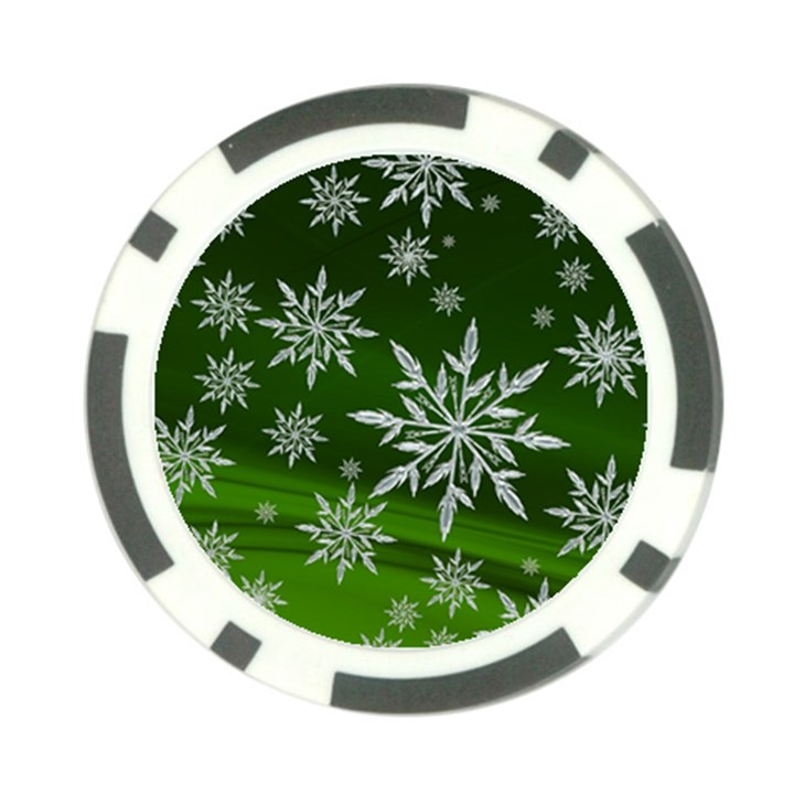 Christmas Star Ice Crystal Green Background Poker Chip Card Guard (10 pack)