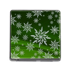 Christmas Star Ice Crystal Green Background Memory Card Reader (square) by BangZart